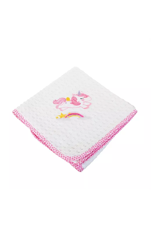 ΚΟΥΒΕΡΤΑ ΠΙΚΕ bebe UNICORN 42 100Χ160 ΛΕΥΚΟ/ΡΟΖ Cotton 100%