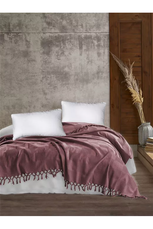 ΚΟΥΒΕΡΤΑ ΠΙΚΕ Jacquard 220Χ240 Bordeaux Cotton 100%