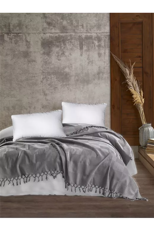 ΚΟΥΒΕΡΤΑ ΠΙΚΕ Jacquard 220Χ240 Grey Cotton 100%