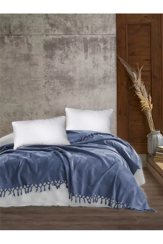 ΚΟΥΒΕΡΤΑ ΠΙΚΕ Jacquard 220Χ240 Classic blue Cotton 100%