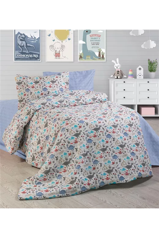 ΠΑΠΛΩΜΑΤΟΘΗΚΗ ΕΜΠΡΙΜΕ kids Dino 309 160Χ240 White-Blue Cott/Pol 70/30