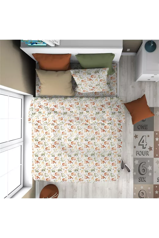 ΠΑΠΛΩΜΑΤΟΘΗΚΗ ΕΜΠΡΙΜΕ kids Dino 515 160X240 Beige Cotton 100%