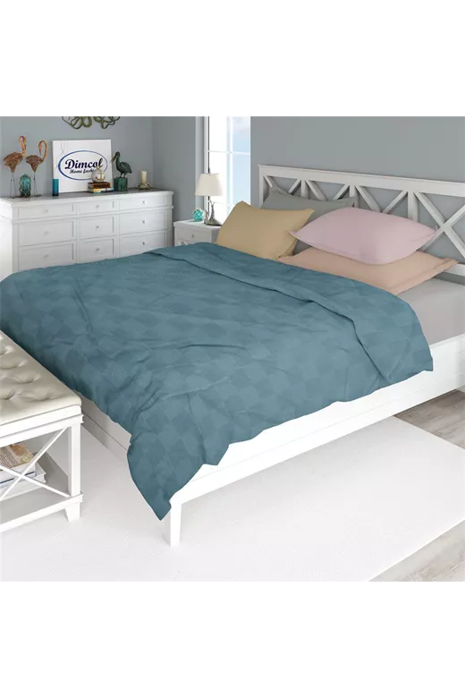 ΚΟΥΒΕΡΤΑ ΠΙΚΕ Μονόχρωμη 165X250 Πετρόλ 100% Cotton