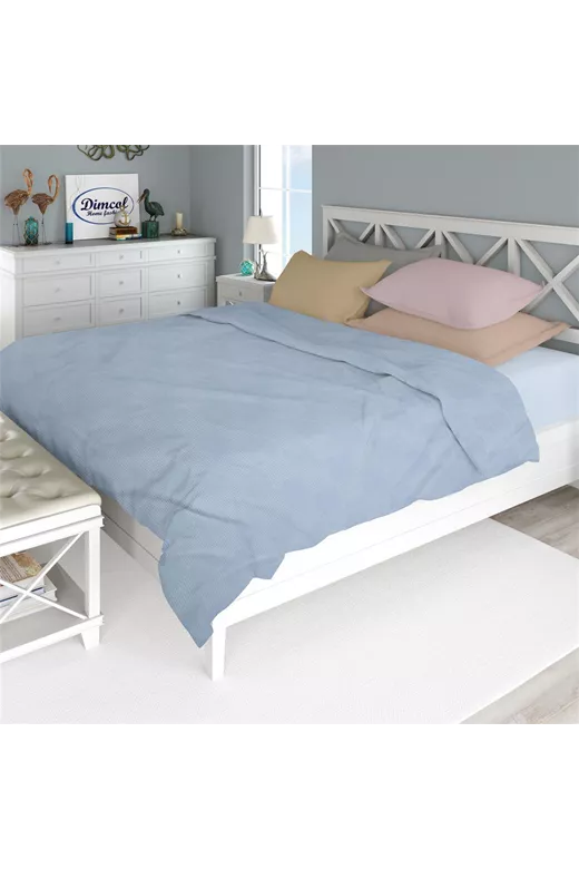 ΚΟΥΒΕΡΤΑ ΠΙΚΕ Μονόχρωμη 165X250 Σιελ 100% Cotton