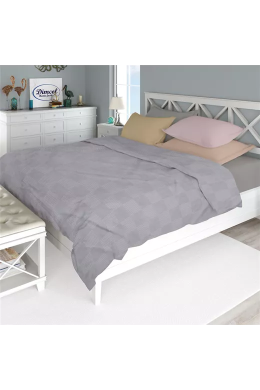 ΚΟΥΒΕΡΤΑ ΠΙΚΕ Μονόχρωμη 220X250 Γκρι 100% Cotton