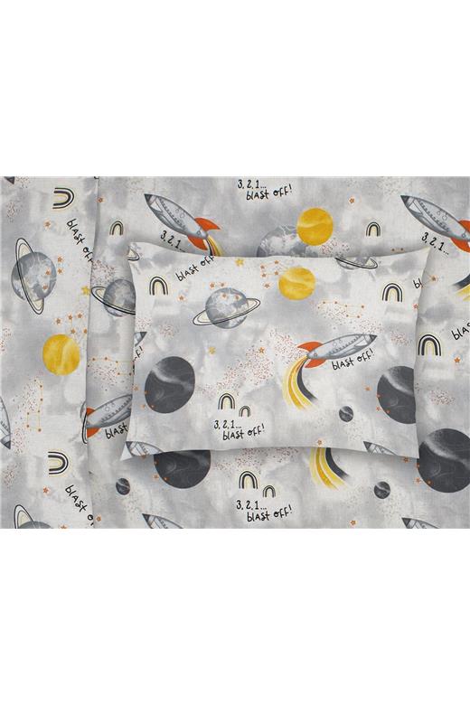 ΜΑΞΙΛΑΡΟΘΗΚΗ ΕΜΠΡΙΜΕ kids Spaceship 187 50X70 Grey Cotton 100%