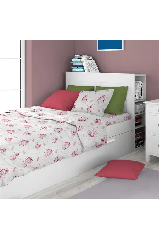 ΣΕΝΤΟΝΙΑ ΕΜΠΡΙΜΕ ΣΕΤ 2 τεμ kids Unicorn 208 160X240 White-Pink Cotton 100%