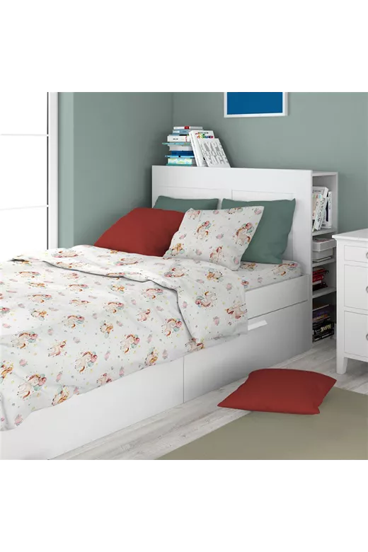 ΣΕΝΤΟΝΙΑ ΕΜΠΡΙΜΕ ΣΕΤ 2 τεμ kids Unicorn 209 160X240 White-Salmon Cotton 100%