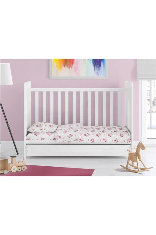 ΣΕΝΤΟΝΙΑ ΕΜΠΡΙΜΕ ΣΕΤ 3 τεμ bebe Unicorn 208 120X160 White-Pink Cotton 100%