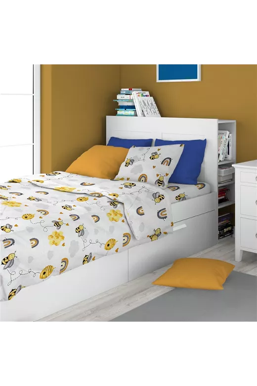ΣΕΝΤΟΝΙΑ ΕΜΠΡΙΜΕ ΣΕΤ 3 τεμ kids Honey Bee 545 160X240 White-Yellow 100% Cotton