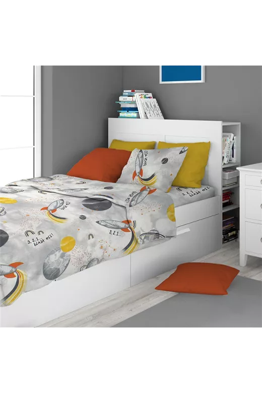 ΣΕΝΤΟΝΙΑ ΕΜΠΡΙΜΕ ΣΕΤ 3 τεμ kids Spaceship 187 160X240 Grey Cotton 100%
