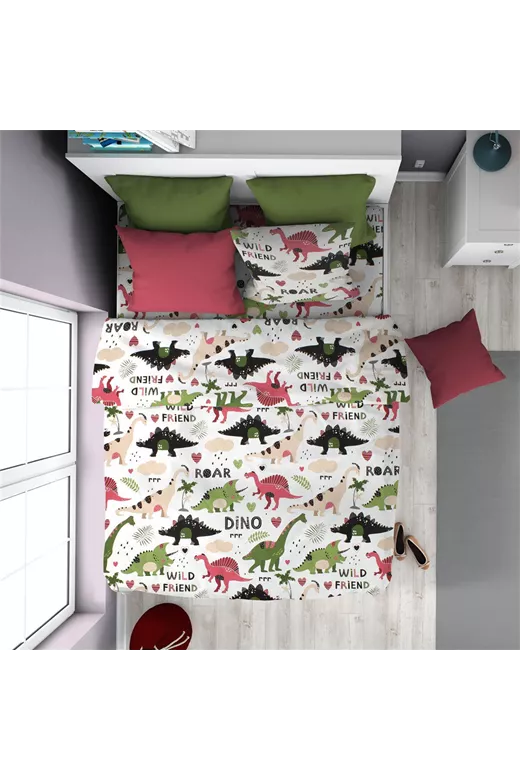 ΠΑΠΛΩΜΑΤΟΘΗΚΗ ΕΜΠΡΙΜΕ kids Dinosaur 518 160X240 Multi-Colour 100% Cotton