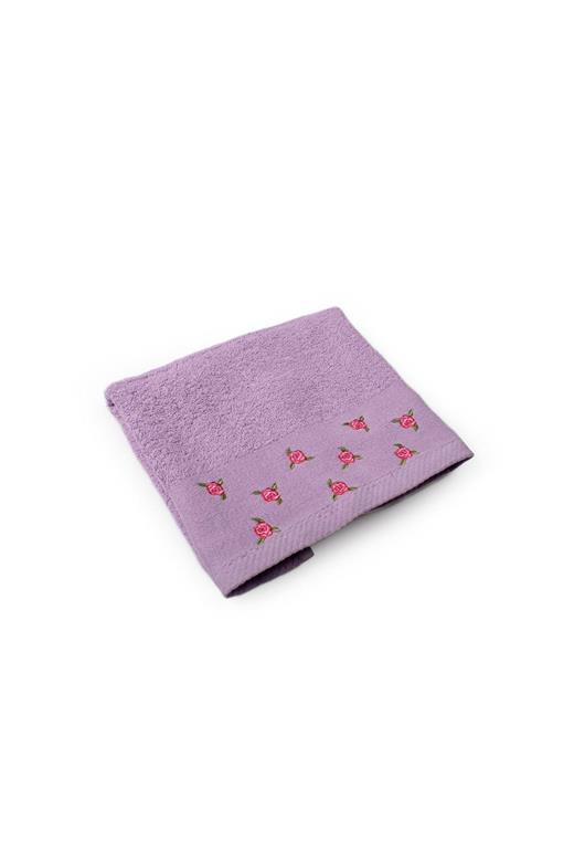 ΠΕΤΣΕΤΑ Με Κέντημα Ανθάκι 450 gsm 70X140 Μωβ 100% Cotton
