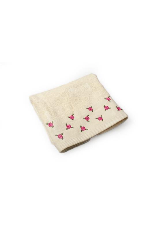 ΠΕΤΣΕΤΑ Με Κέντημα Ανθάκι 450 gsm 50X90 Εκρού 100% Cotton