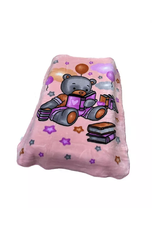 ΚΟΥΒΕΡΤΑ ΒΕΛΟΥΤΕ ΠΟΛΥΤΕΛΕΙΑΣ bebe Studying Bear 37 110X140 Baby Pink 100% Polyester