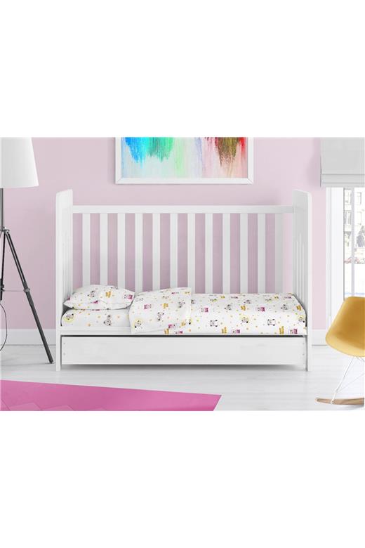 ΣΕΝΤΟΝΙΑ ΕΜΠΡΙΜΕ ΣΕΤ 3 τεμ bebe Sweet Dreams 553 120X160 White-Pink 100% Cotton
