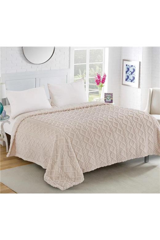 Fleece knitted (160cm x 220cm) ivory
