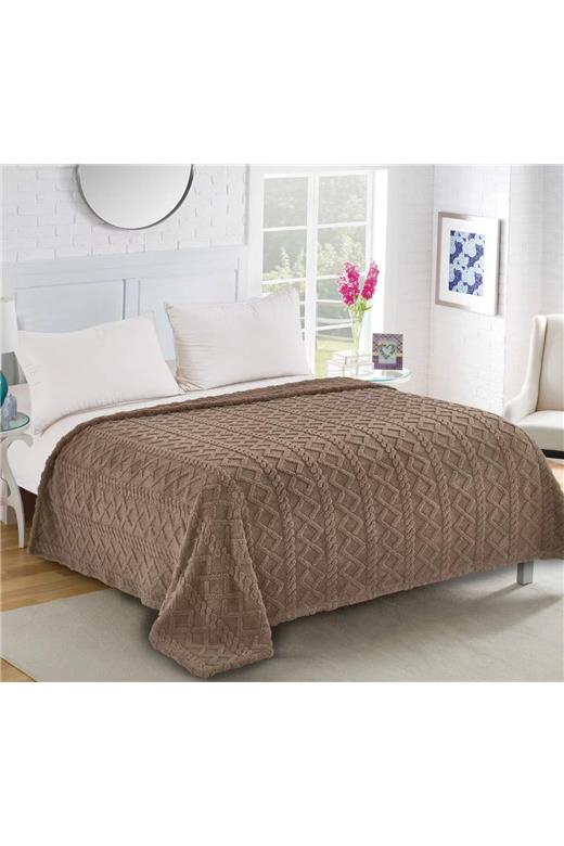 Fleece knitted (160cm x 220cm) σοκολά