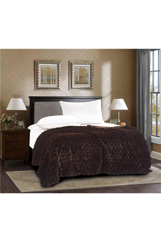 Διακοσμητική γούνινη κουβέρτα mink (220cm x 240cm) καφέ