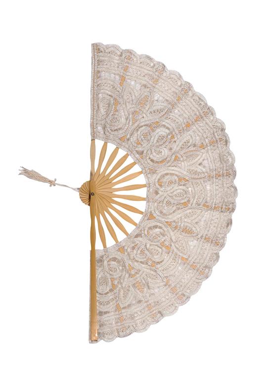 Χειροποίητη βεντάλια (22cm) μπέζ