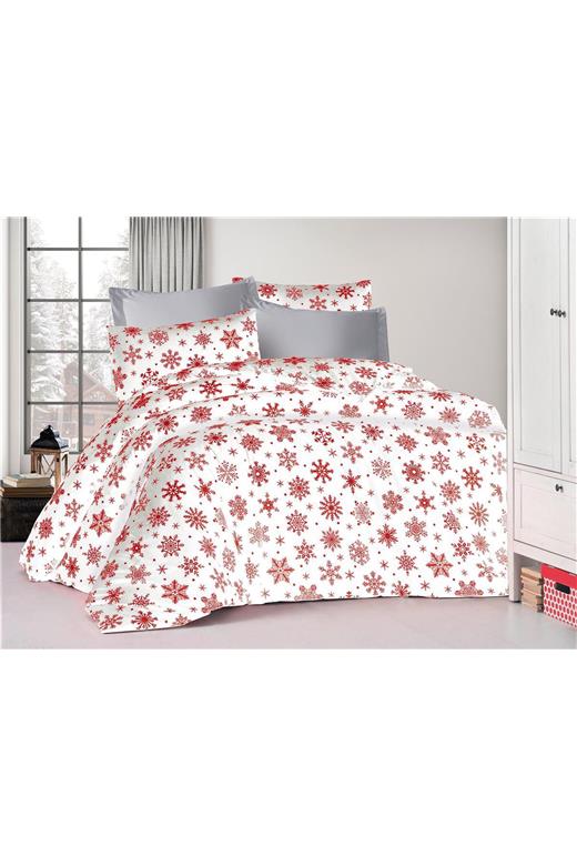 ΣΕΝΤΟΝΙΑ ΕΜΠΡΙΜΕ ΣΕΤ 4 τεμ Snowflake 462 220X240 White-Red 70/30 Cott/Pol