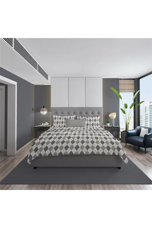 ΣΕΝΤΟΝΙΑ ΕΜΠΡΙΜΕ ΣΕΤ 3 τεμ Diamond 328 220X240 Grey 100% Cotton Flannel