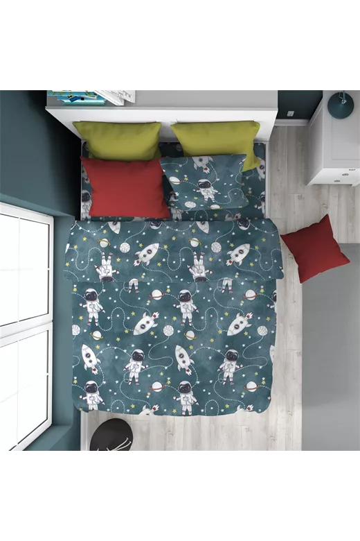 ΠΑΠΛΩΜΑΤΟΘΗΚΗ ΕΜΠΡΙΜΕ kids Galaxy Travel 91 160X240 Petrol 100% Cotton Flannel