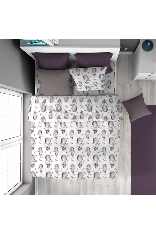 ΠΑΠΛΩΜΑΤΟΘΗΚΗ ΕΜΠΡΙΜΕ kids Hot Air Balloon 78 160X240 Lilac 100% Cotton Flannel