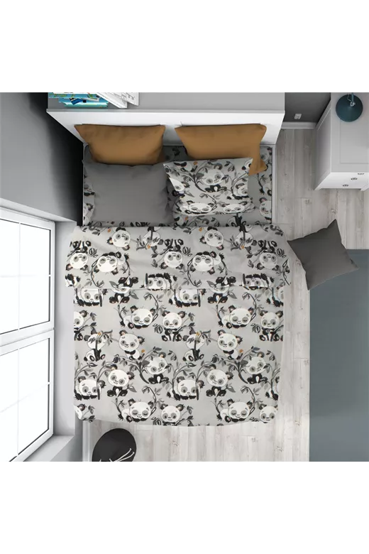 ΠΑΠΛΩΜΑΤΟΘΗΚΗ ΕΜΠΡΙΜΕ kids Panda Bear 96 160X240 Grey 100% Cotton Flannel