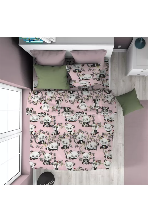 ΠΑΠΛΩΜΑΤΟΘΗΚΗ ΕΜΠΡΙΜΕ kids Panda Bear 97 160X240 Pink 100% Cotton Flannel