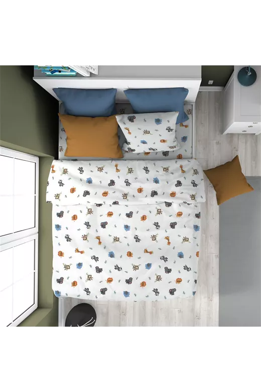 ΠΑΠΛΩΜΑΤΟΘΗΚΗ ΕΜΠΡΙΜΕ kids Zoo 29 160X240 White 100% Cotton Flannel