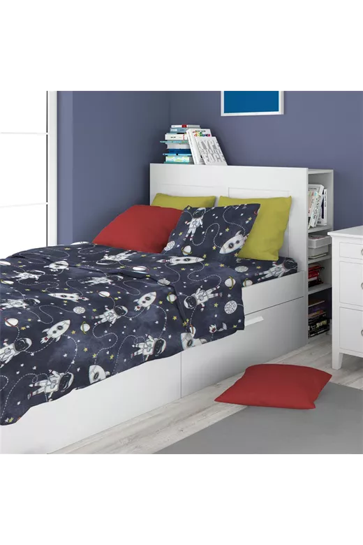ΣΕΝΤΟΝΙΑ ΕΜΠΡΙΜΕ ΣΕΤ 3 τεμ kids Galaxy Travel 90 160X240 Blue 100% Cotton Flannel