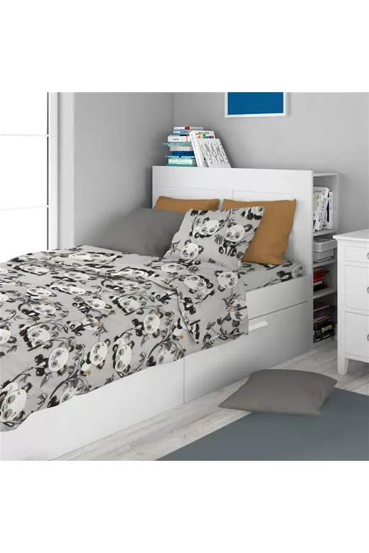 ΣΕΝΤΟΝΙΑ ΕΜΠΡΙΜΕ ΣΕΤ 3 τεμ kids Panda Bear 96 160X240 Grey 100% Cotton Flannel
