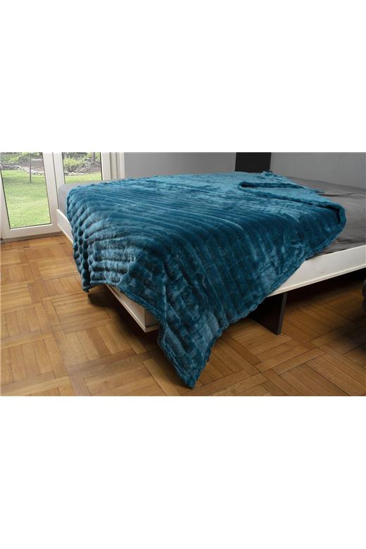 ΚΟΥΒΕΡΤΑ Coral Fleece Ριγέ 220X240 300gsm 13 Petrol 100% Polyester