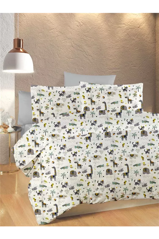 ΣΕΝΤΟΝΙΑ ΕΜΠΡΙΜΕ ΣΕΤ 2 τεμ kids Zoo 557 160X240 White-Grey 100% Cotton
