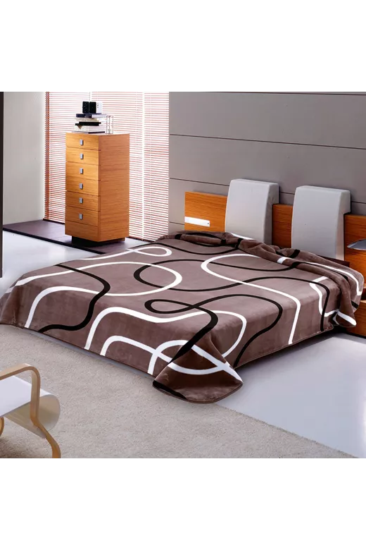 Κουβέρτα βελουτέ εμπριμέ Belpla 241 Beige