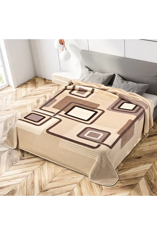 Κουβέρτα βελουτέ εμπριμέ Belpla 271 Beige