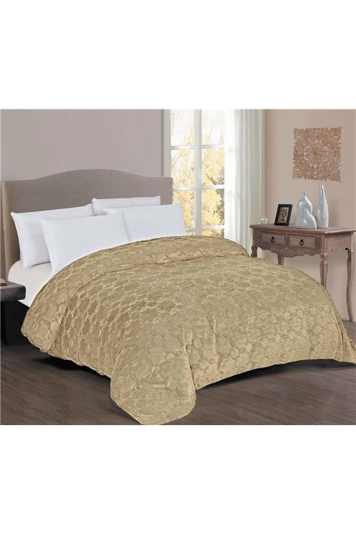 Κουβερτοπάπλωμα Γούνα-Sherpa 730 gsm 1830 Beige 160X220 100% Polyester