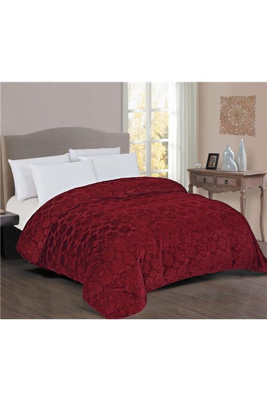 Κουβερτοπάπλωμα Γούνα-Sherpa 730 gsm 1830 Bordeaux 160X220 100% Polyester