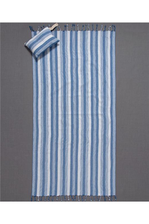 Pestemal με τσαντάκι sf02 (90cm x 180cm) μπλέ