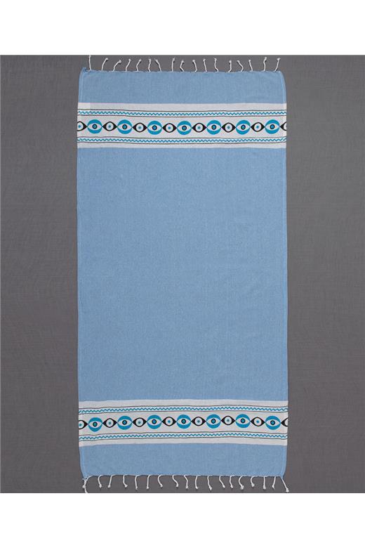 Pestemal με πετσέτα nkp707 (90cm x 180cm) σιέλ