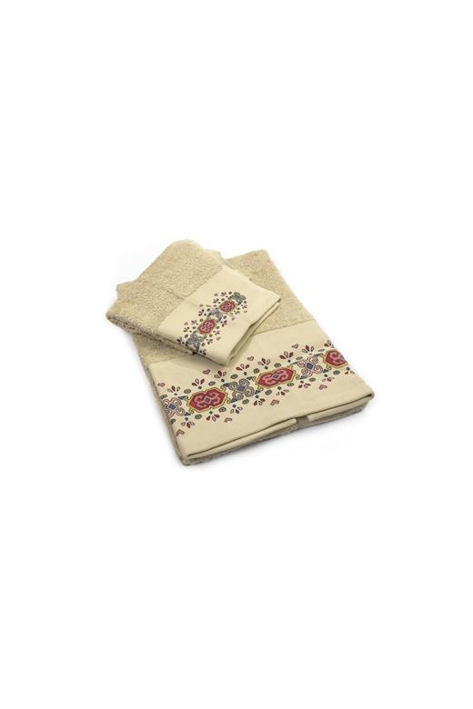 Πετσέτα Σετ 2 τεμ ZUCCHI 40X60,60X110 Με Στάμπα Μπεζ 100% Cotton