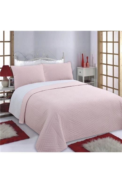 ΚΟΥΒΕΡΛΙ σετ (240cm x 260cm + 2 x 50cm x 70cm) DIAMOND pink/grey
