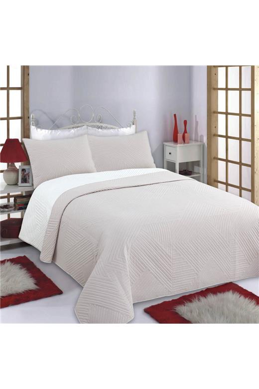 ΚΟΥΒΕΡΛΙ σετ (220cm x 240cm + 2 x 50cm x 70cm) LINES beige/ivory