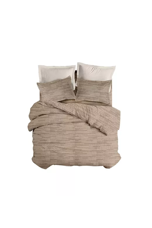 ΣΕΤ ΣΕΝΤ M FITTED LINES (BROWN3) 170x260cm 105x200cm+20   50x70cm FLANNEL 100%COT