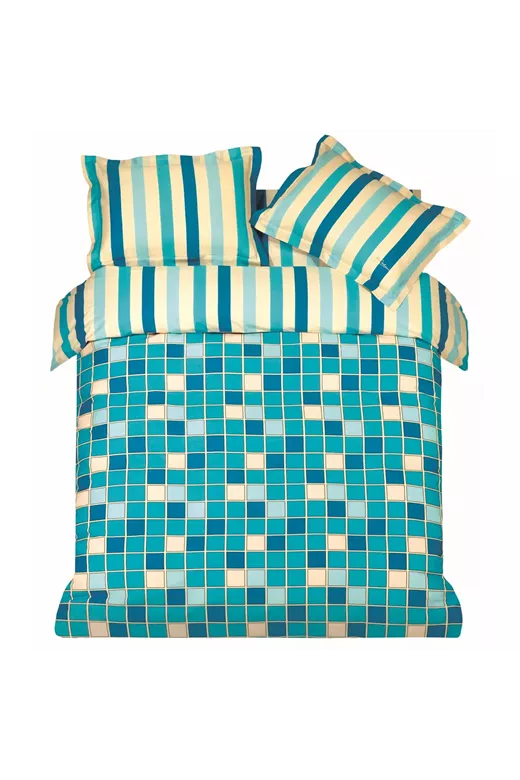 ΠΑΠΛ/ΘΗΚΗ ΣΕΤ Υ/Δ SQUARES(BLUE)  220x240cm 2*50x70cm 100%COTTON