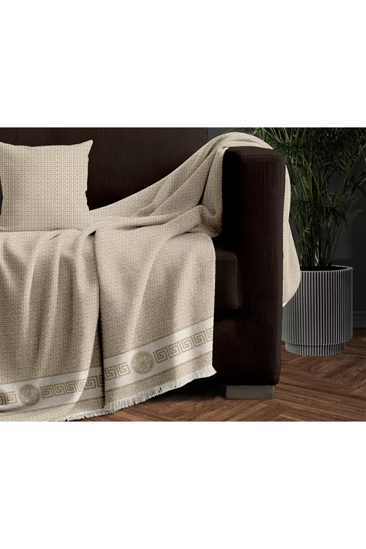 MONOΘ.ΡΙΧΤΑΡΙ MEANDROS BEIGE1 180Χ180 100% CHENILLΕ