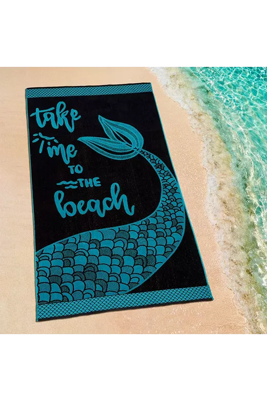 LINO ΠΕΤΣΕΤΑ ΘΑΛΑΣΣΗΣ BEACH TIME BLACK-PETROL 86X160