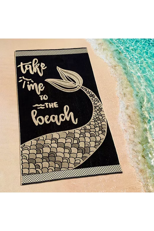 LINO ΠΕΤΣΕΤΑ ΘΑΛΑΣΣΗΣ BEACH TIME BLACK-WHITE 86X160