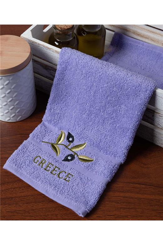 Πετσέτα Προσώπου ( 50cm x 100cm ) Μωβ με Κλαδί GREECE